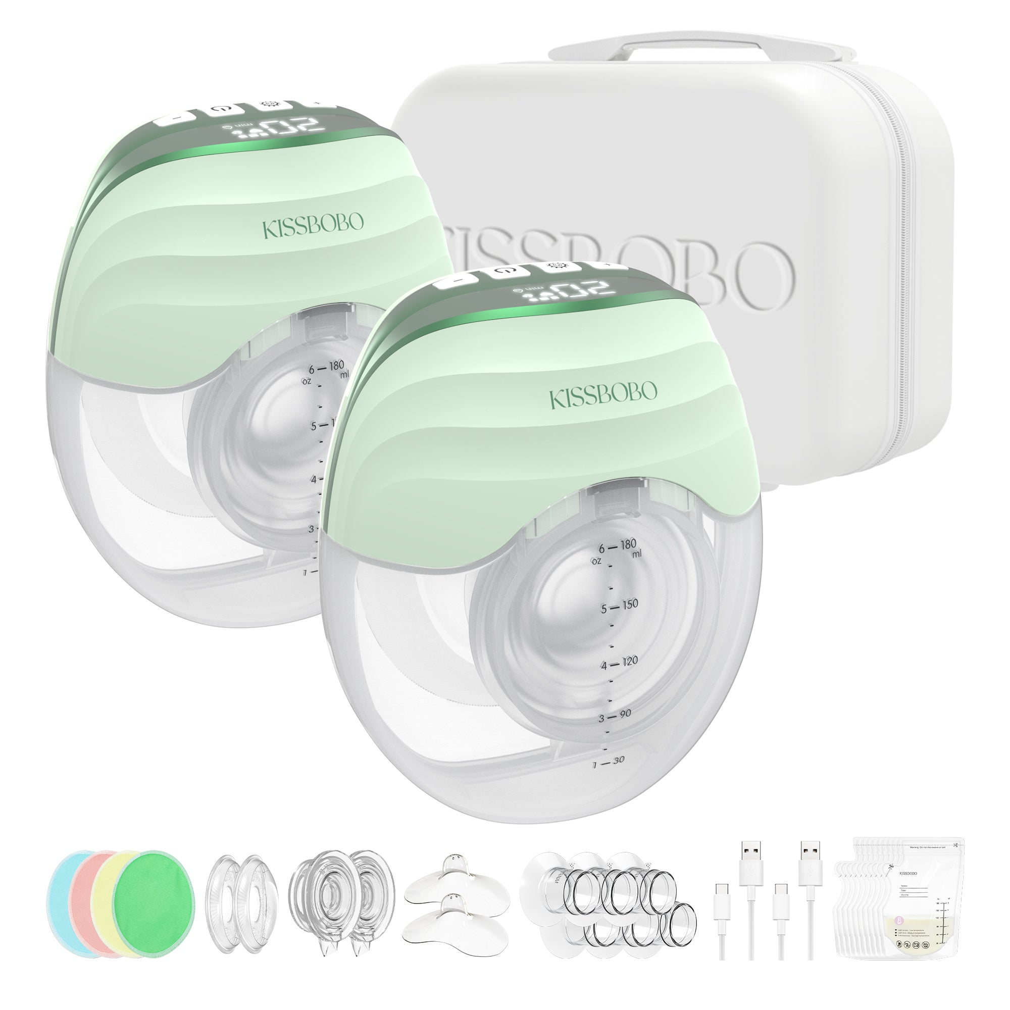 Everbloom Wearable Breast Pump-More Invisible & Lighter GLE10 Set-Double-Green